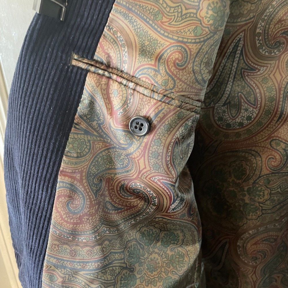 Lauren Ralph Lauren Mens Navy Blue Corduroy Blazer Sport Coat 42R Paisley Lining - Picture 4 of 8